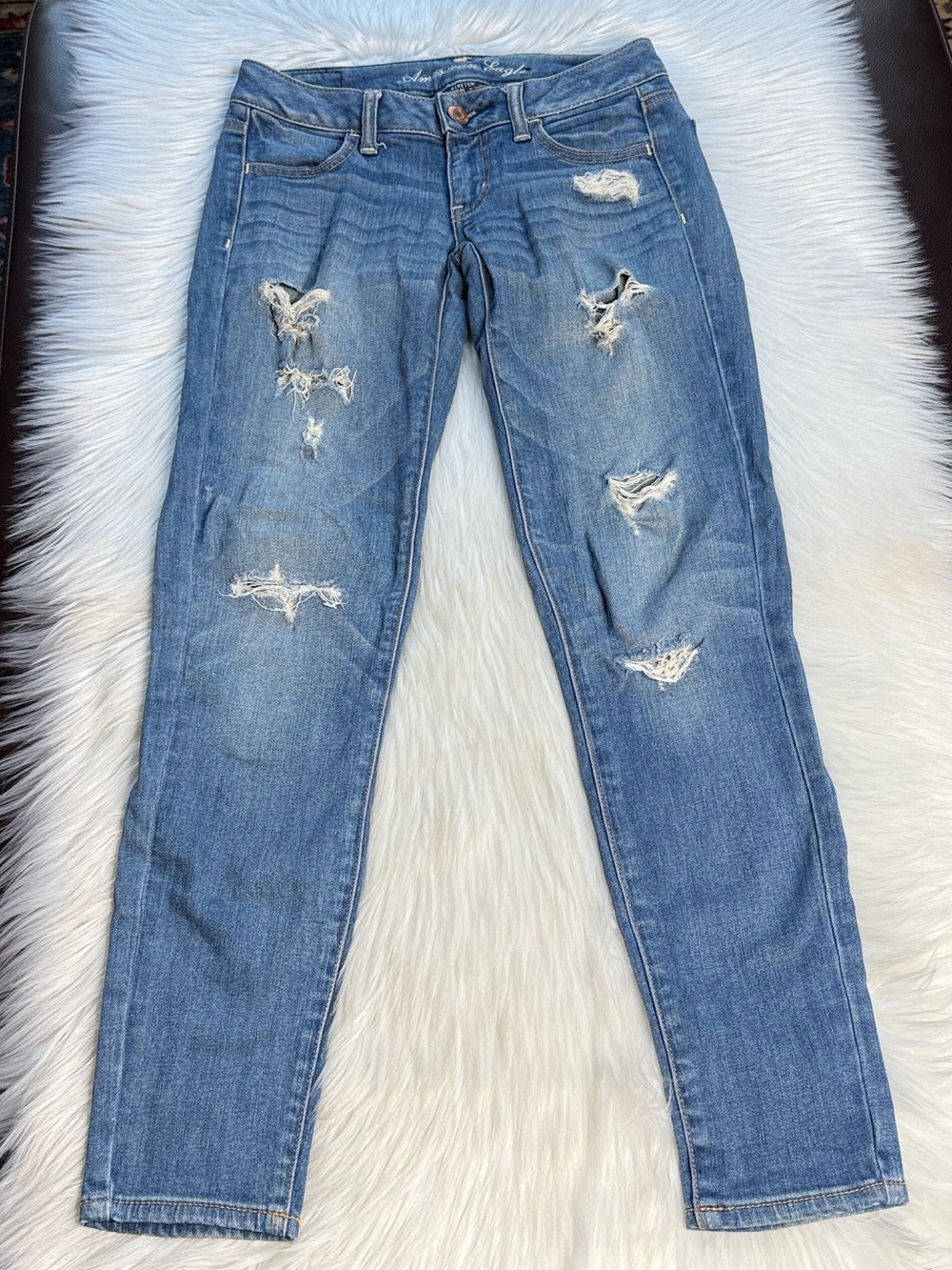 American Eagle Faded Distressed Low Rise Jeggings